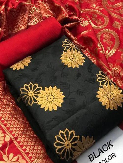women black banarasi unstitched suits - 20276187 - Very Small Image - 1