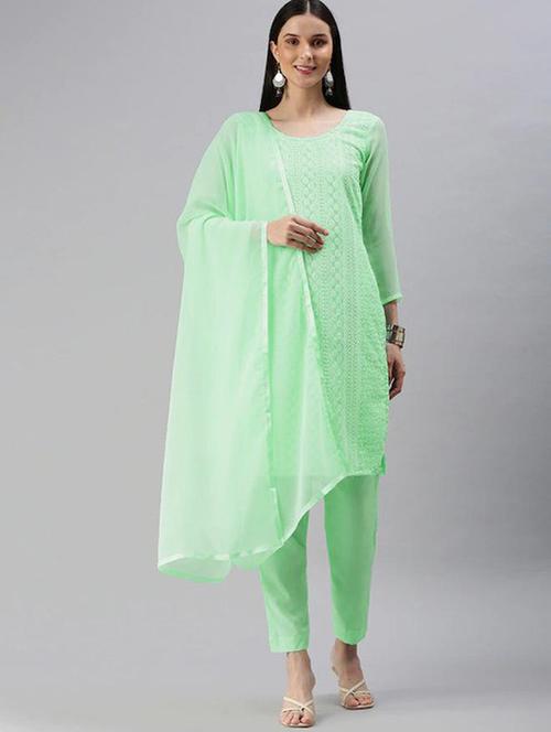 women green embroidered unstitched suits - 20276338 - Very Small Image - 1