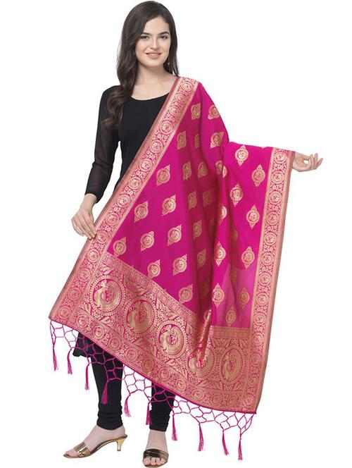 pink cotton blend dupatta - 20276470 - Very Small Image - 1