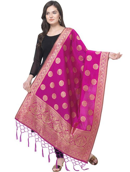 pink cotton blend dupatta - 20276471 - Very Small Image - 1
