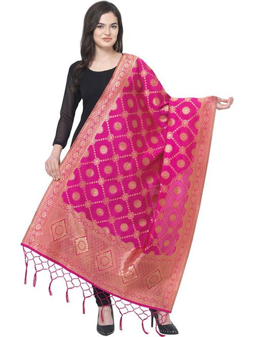pink cotton blend dupatta - 20276489 - Very Small Image - 1