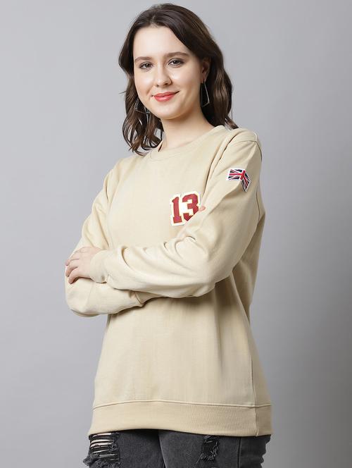 beige solid regular sweatshirt - 20276574 - Very Small Image - 1