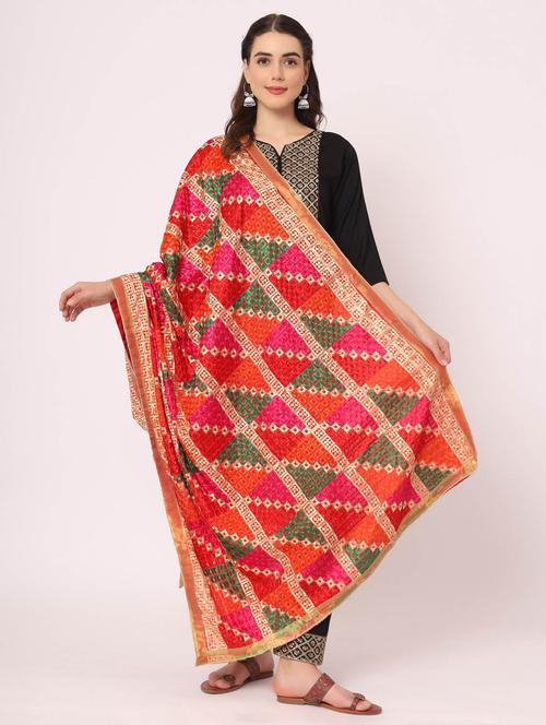 red phulkari dupatta - 20276657 - Very Small Image - 1