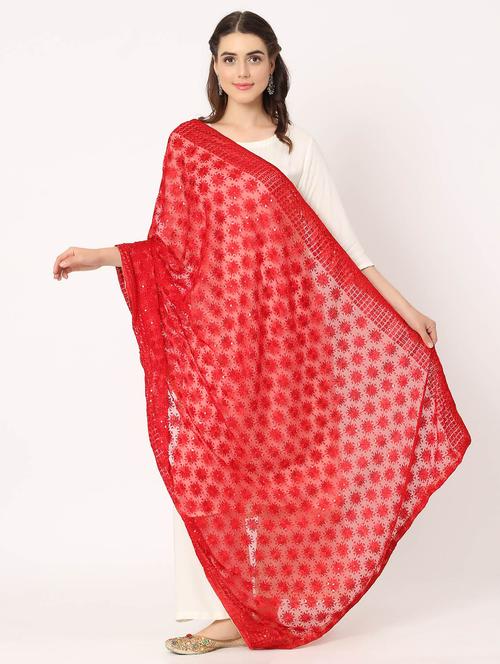 red phulkari dupatta - 20276659 - Very Small Image - 1