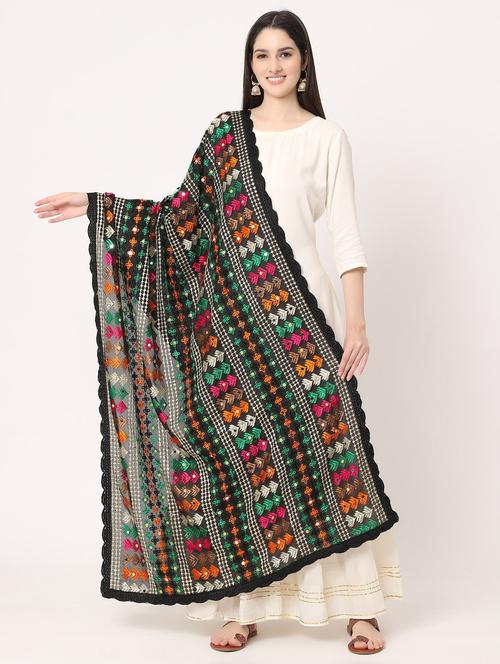 black phulkari dupatta - 20276678 - Very Small Image - 1