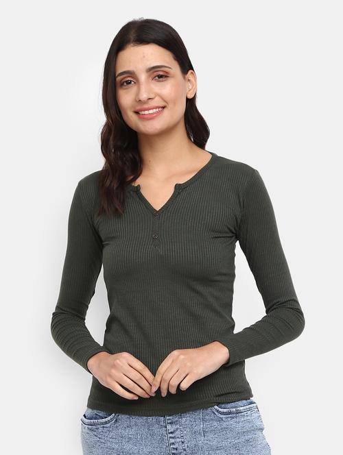 olive green solid regular top - 20277692 - Very Small Image - 1