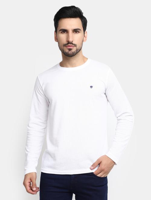 white solid round neck long sleeves t-shirt - 20277945 - Very Small Image - 1