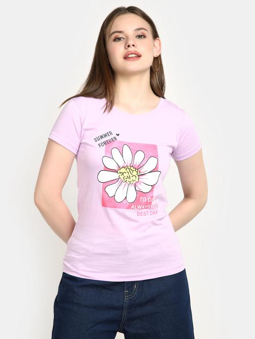 women's front print crew neck t-shirt - 20278133 - Very Small Image - 1