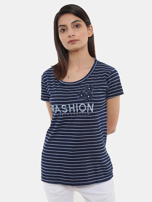 women's striped round neck t-shirt - 20278197 - Very Small Image - 1