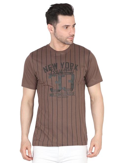 men brown printed cotton blend t-shirt - 20280006 - Very Small Image - 1