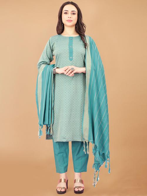 teal colored kurta pant set - 20280237 - Very Small Image - 1