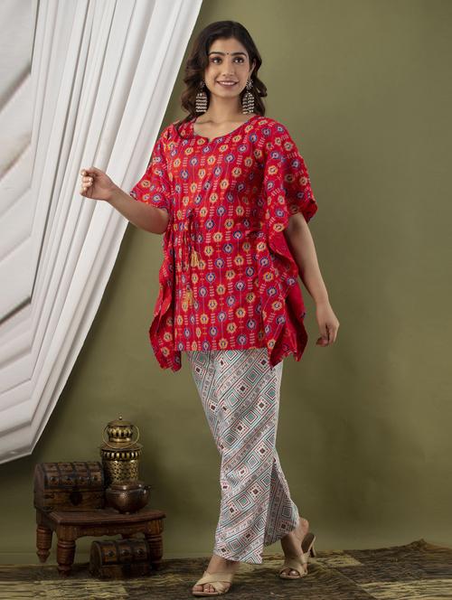 red colored kaftan set - 20280685 - Very Small Image - 1