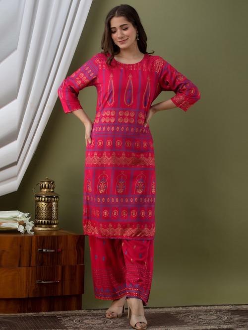 pink colored kurta palazzo set - 20280688 - Very Small Image - 1