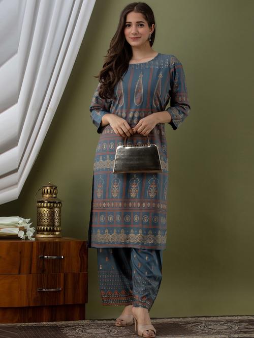 blue colored kurta palazzo set - 20280690 - Very Small Image - 1