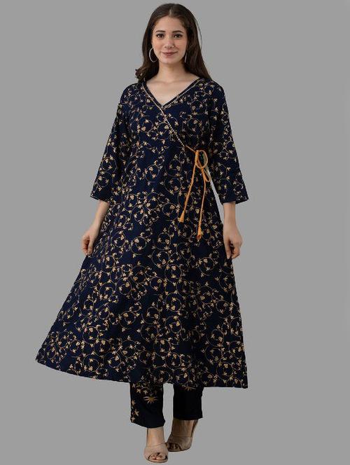 navy blue colored kurta pant set - 20280727 - Very Small Image - 1