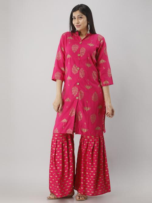 pink colored kurta sharara set - 20280732 - Very Small Image - 1