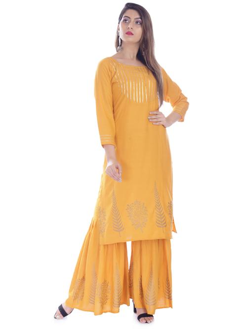 yellow colored kurta sharara set - 20280775 - Very Small Image - 1
