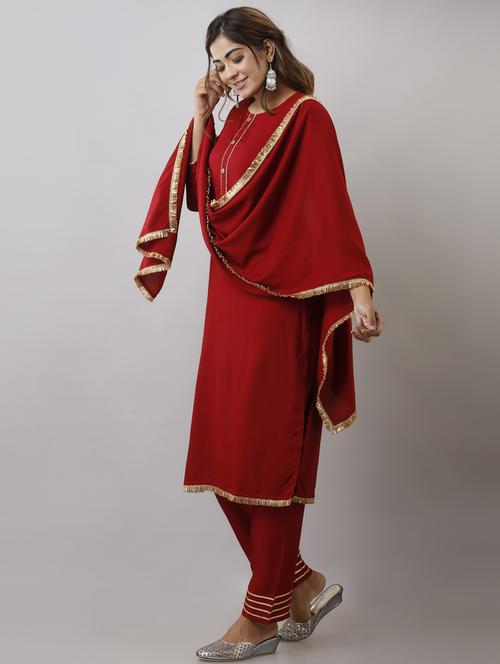 maroon colored kurta palazzo set - 20280796 - Very Small Image - 1