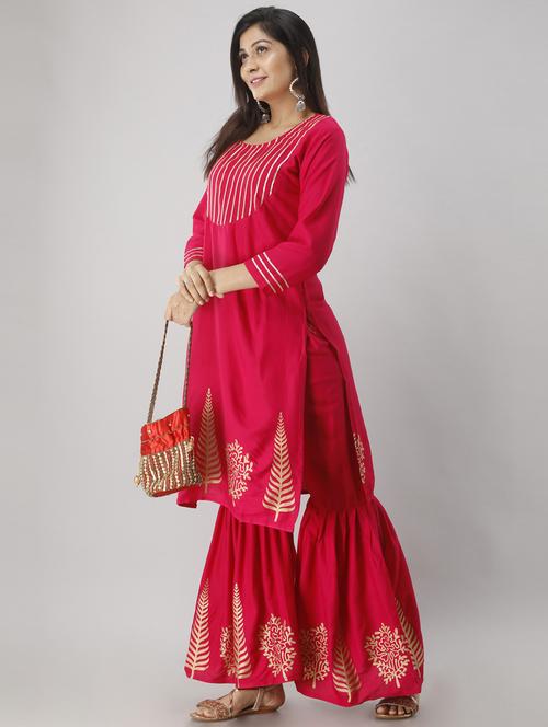 pink colored kurta sharara set - 20280799 - Very Small Image - 1
