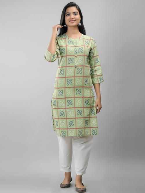 lime green colored straight kurta - 20280917 - Very Small Image - 1