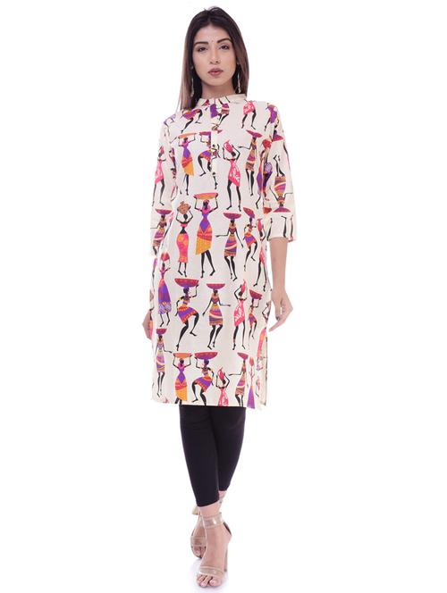 off white colored straight kurta - 20280960 - Very Small Image - 1