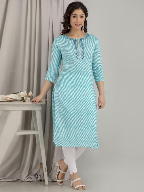 light blue colored straight kurta - 20281079 - Very Small Image - 1