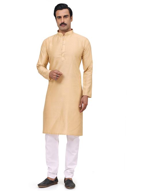 cream silk blend kurta pyjama ethnic wear - 20281411 - Very Small Image - 1