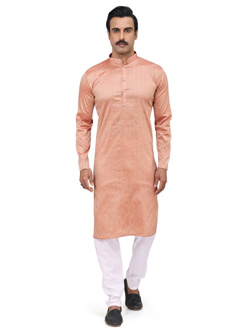 peach silk blend kurta pyjama ethnic wear - 20281420 - Very Small Image - 1