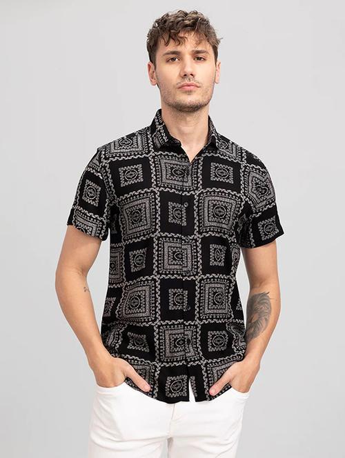 black cotton blend casual shirt - 20281452 - Very Small Image - 1