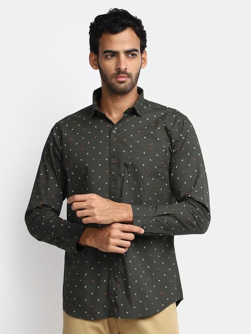 mens micro print casual shirt - 20281524 - Very Small Image - 1