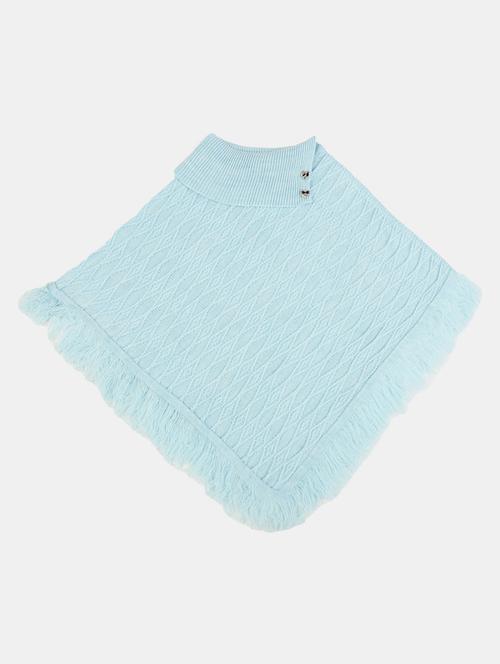 light blue wool blend regular poncho - 20282475 - Very Small Image - 1