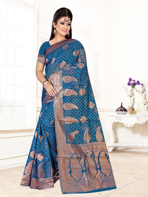 zari work banarasi saree with blouse - 20282717 - Very Small Image - 1