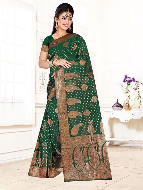 zari work banarasi saree with blouse - 20282719 - Very Small Image - 1