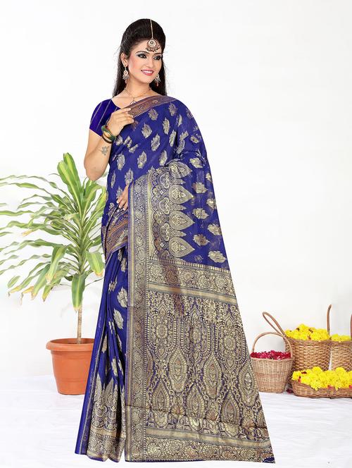 zari work banarasi saree with blouse - 20282721 - Very Small Image - 1
