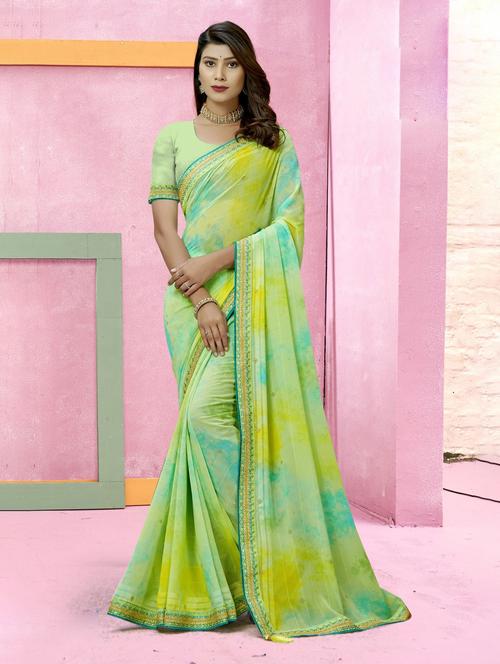 multi colored printed saree with blouse - 20282766 - Very Small Image - 1