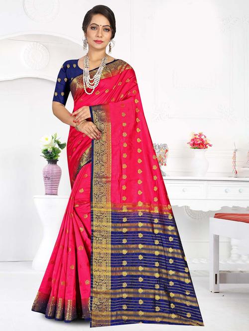 pink colored banarasi saree with blouse - 20282924 - Very Small Image - 1