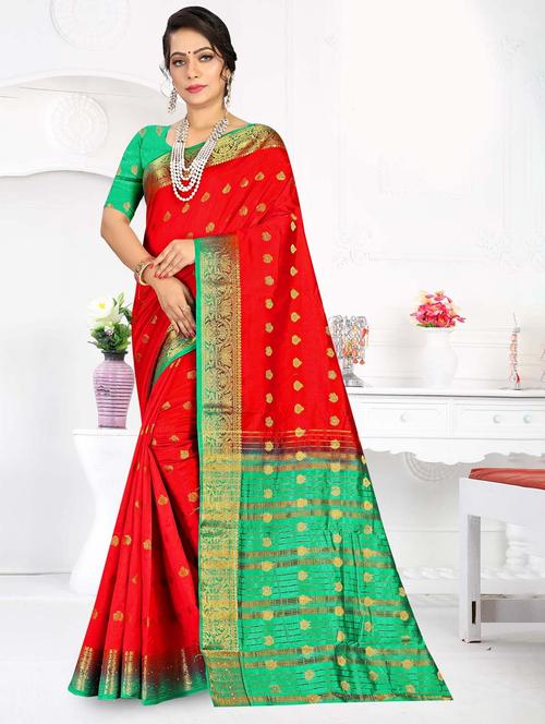 red colored banarasi saree - 20282927 - Very Small Image - 1