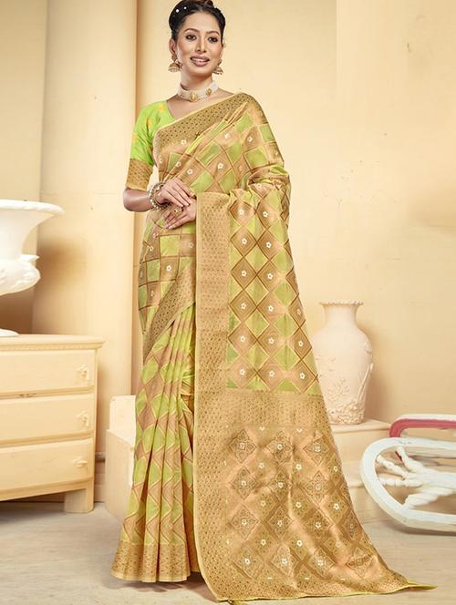women zari work banarasi saree - 20282981 - Very Small Image - 1