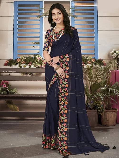 multi colored printed saree with blouse - 20283004 - Very Small Image - 1