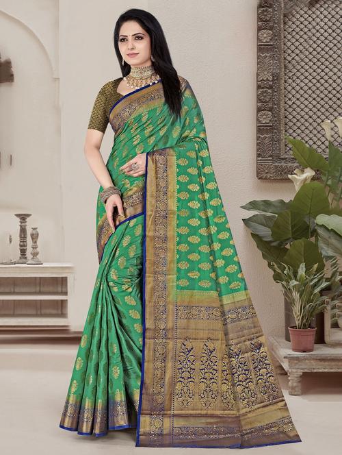 jacquard work banarasi saree - 20283014 - Very Small Image - 1