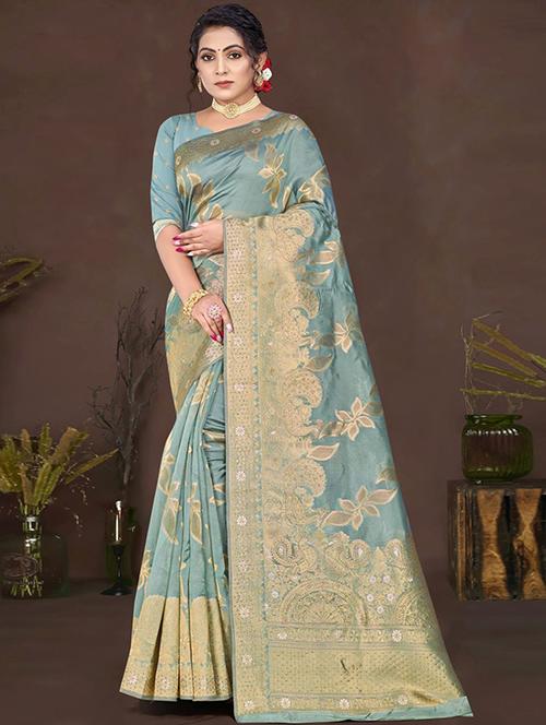 jacquard work banarasi saree - 20283020 - Very Small Image - 1