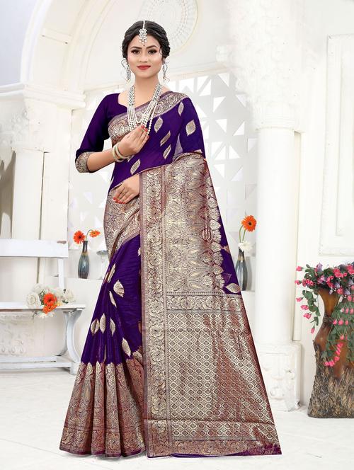zari work banarasi saree with blouse - 20283210 - Very Small Image - 1