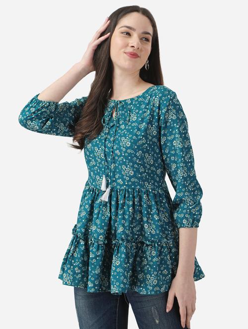floral print a-line tunic - 20283929 - Very Small Image - 1
