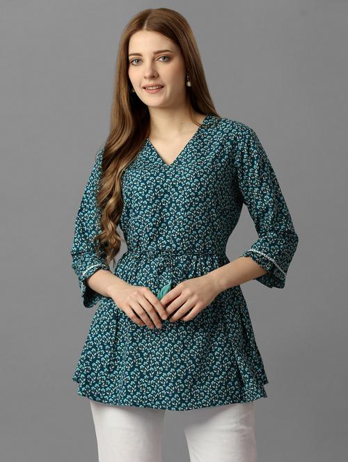 floral print a-line tunic - 20283930 - Very Small Image - 1
