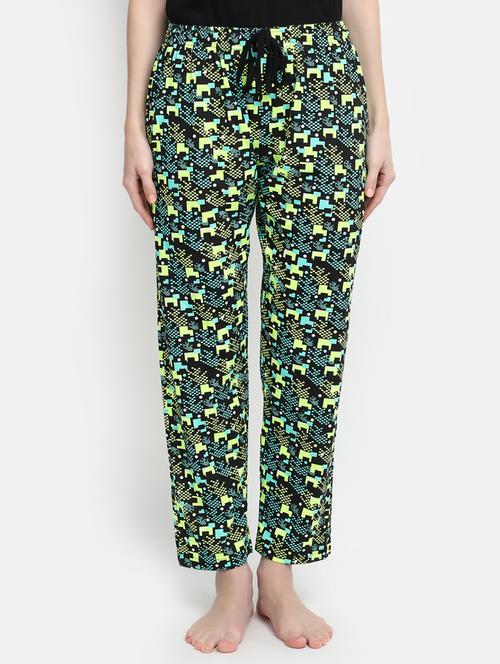 black cotton geometric pajama - 20284402 - Very Small Image - 1