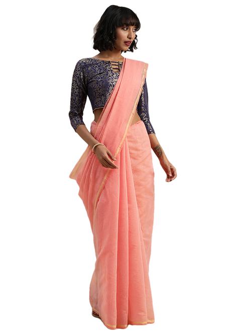 women's solid pink colored saree - 20284642 - Very Small Image - 1