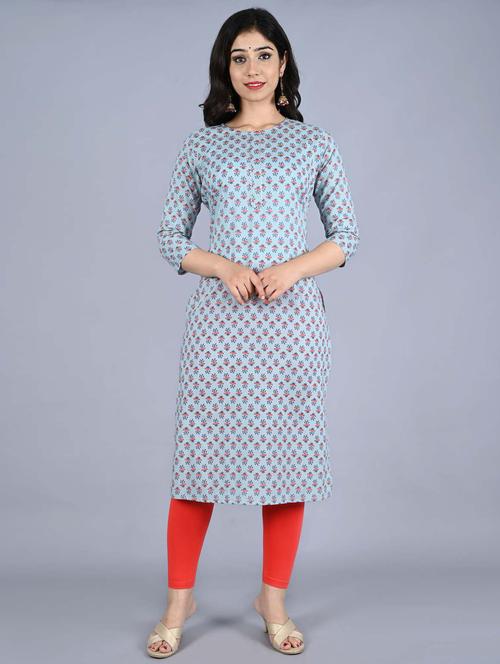 light blue colored straight kurta - 20285860 - Very Small Image - 1