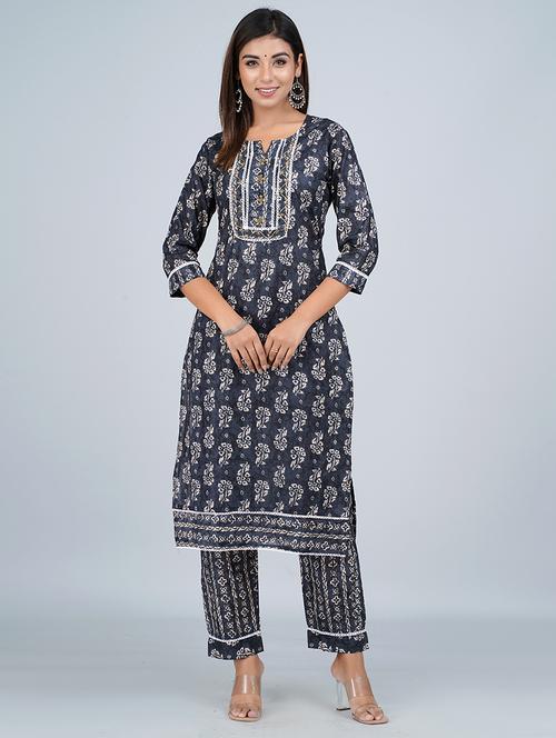 navy blue colored kurta pant set - 20285954 - Very Small Image - 1