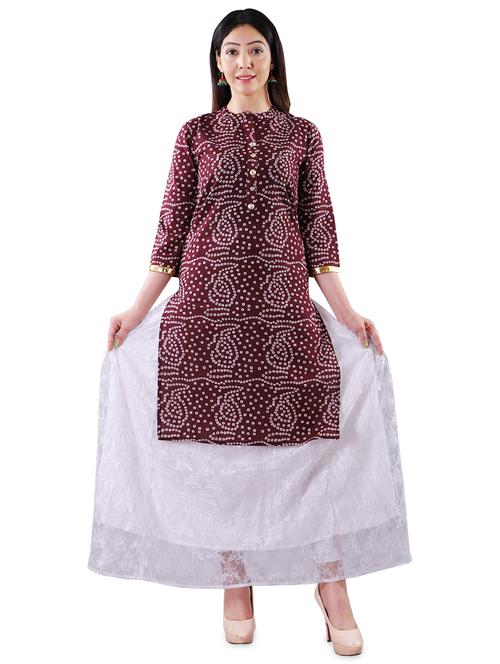 maroon colored kurta skirt set - 20285965 - Very Small Image - 1