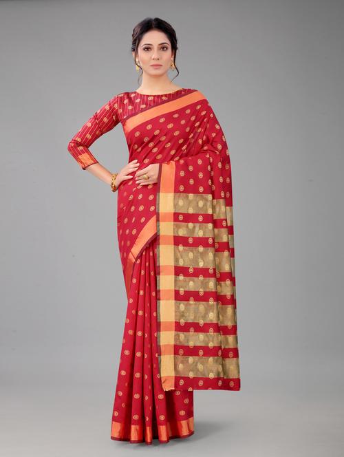 orange colored southern silk saree with blouse - 20286106 - Very Small Image - 1